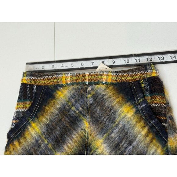 Urban Outfitters Plaid Mini Skirt XS Blue Yellow Preppy Academia Wool Blend - Picture 6 of 8